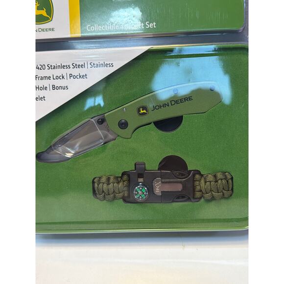 NEW John Deere Folding Knife 420 Stainless Steel & Paracord Bracelet - Picture 3 of 4